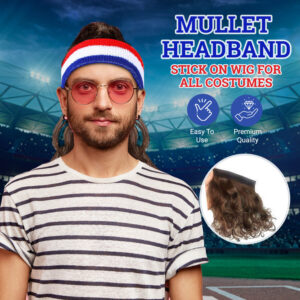 Mullet Headband Multi Purpose Removable Stick On Wig For All Costumes