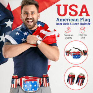 HandinHandCreations USA Merica Beverage Belt Fanny Pack Holster All American Classic Costume 4th of July